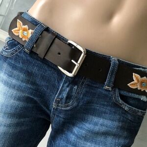 Sonoma  embroidered sequined, beaded leather belt